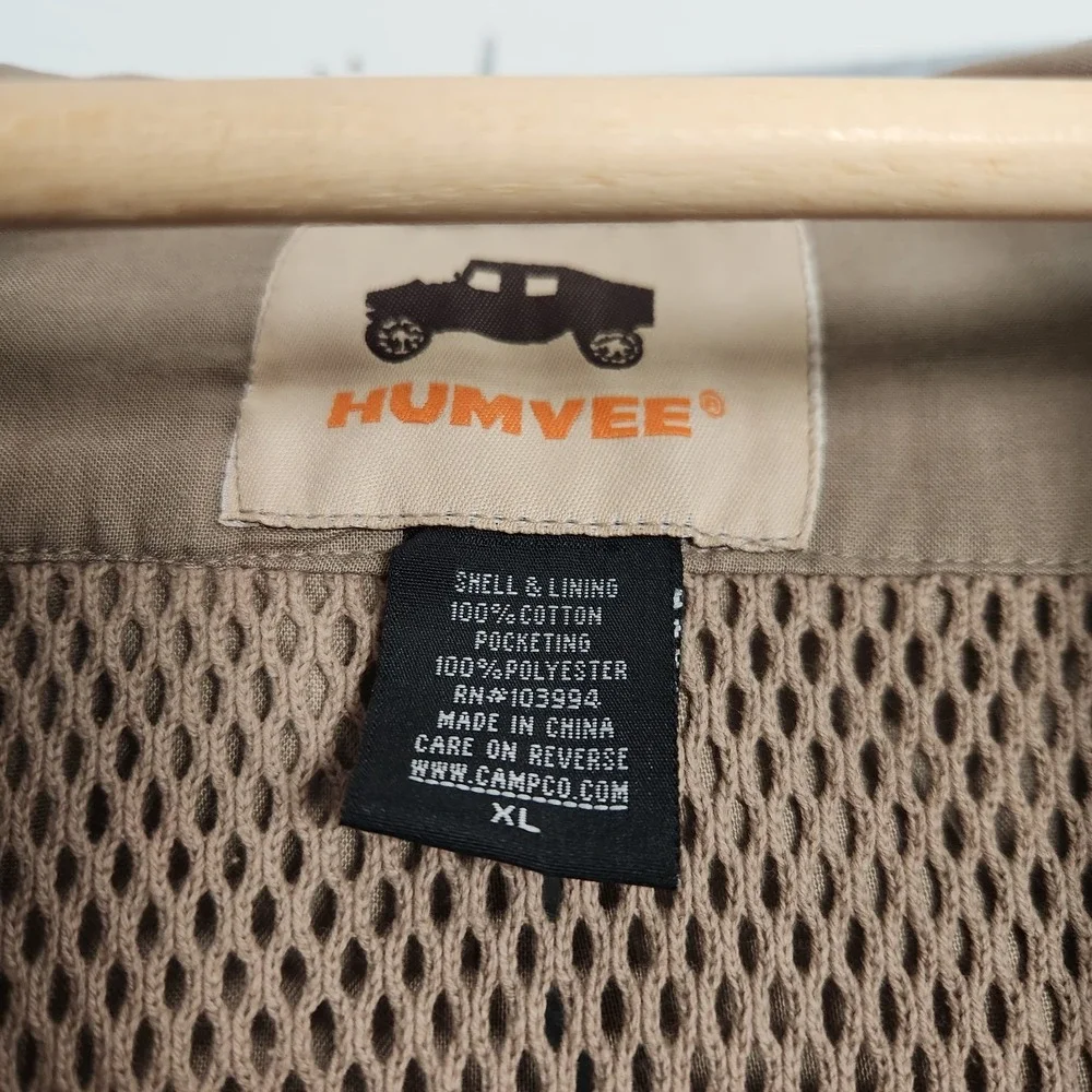 Humvee Vest Mens XL Tan Brown Safari Fishing Tactical Multi Pocket Outdoor